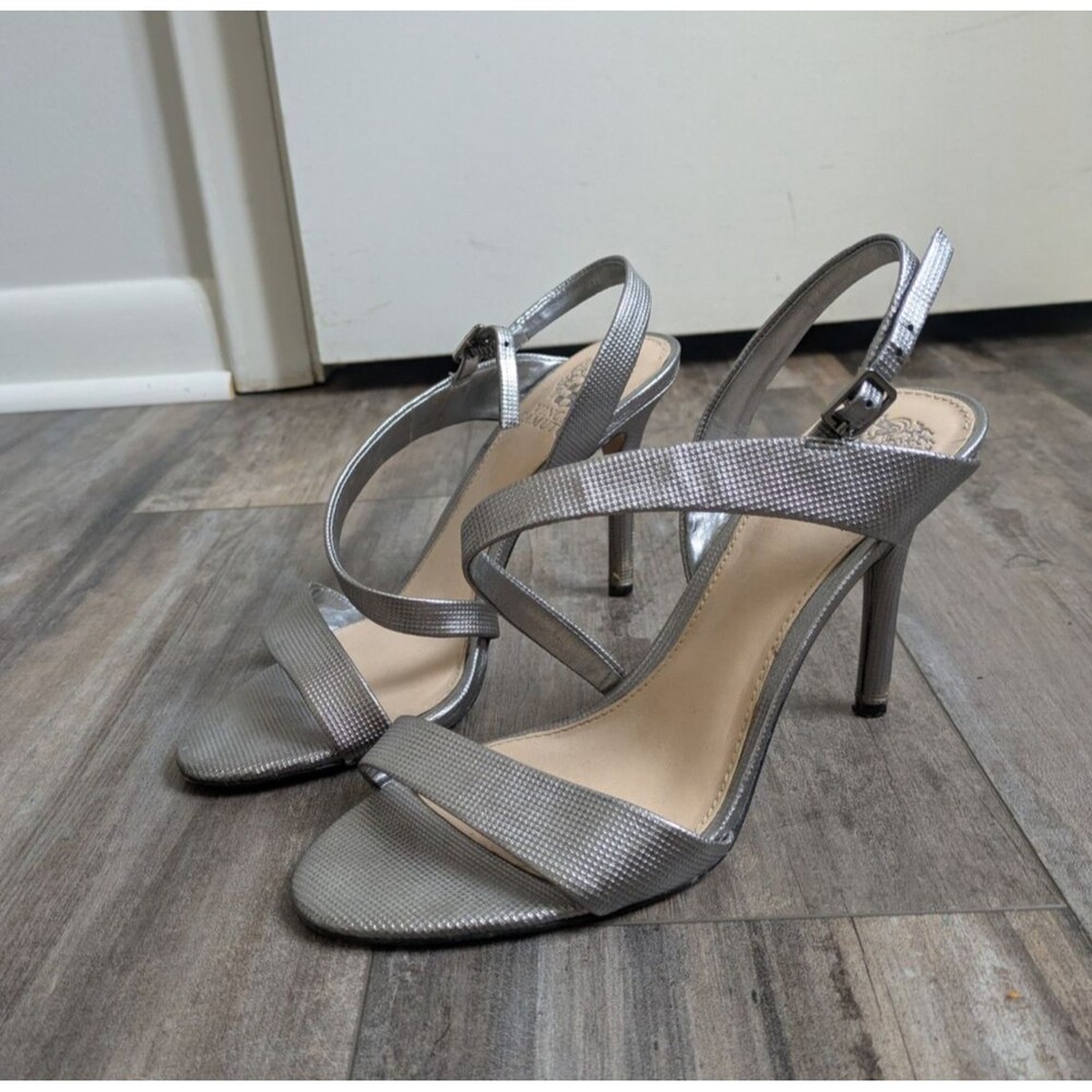 Vince Camuto Costina Embossed Metallic Leather Strappy Dress Sandal 8.5M Y2K